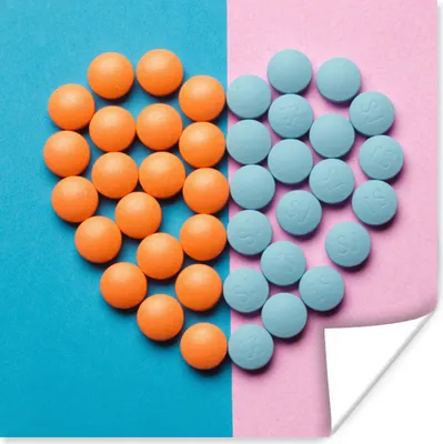 Produktbild von MuchoWow® Poster Herz - Tabletten - Pastell 75x75 cm - Wand Dekoration