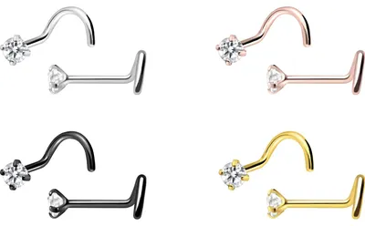 Produktbild von Nasenpiercing, Nasenstecker Titan Nasenstecker Spirale EINGEFASSTER KRISTALL