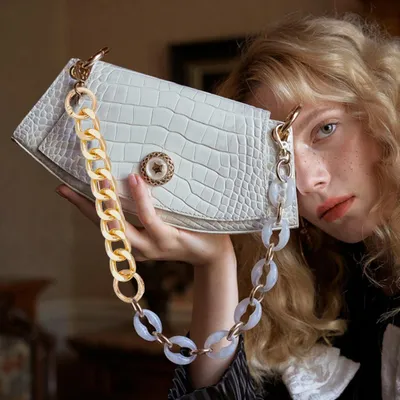Produktbild von Set aus 2 kurzen Geldbörsenbandverlängern, 16 cm - Silberne Taschenaccessoires mit Feder und Ring.