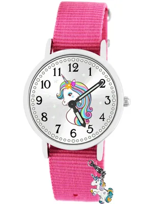 Produktbild von Kinder Armbanduhr Mädchen Einhorn Schmuckset leuchtet im dunkeln wasserdicht Armband rosa 921