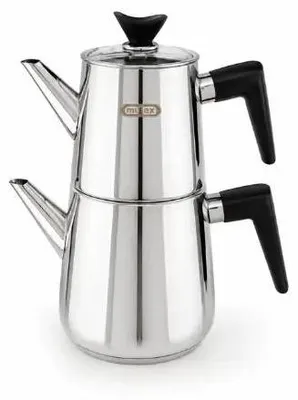 Image de Mulex set de théière 2 étages couvercle en verre 1,75/1,0 L acier 18/10
