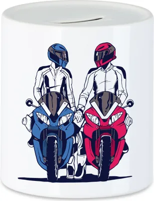Produktbild von Motorrad Motiv Spardose Motorradfahrer Moped Motorradfahrerin Motorradtour Biker Ride Riding Pärchen Speed