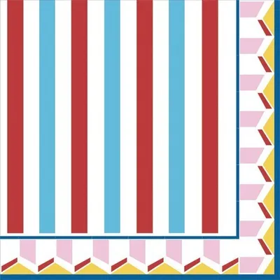 Produktbild von 20 Servietten Geocromia - Bunte Streifen an Bordüre 33x33cm