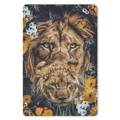 Produktbild von MuchoWow® Mauspad Mousepad Löwen - Blumen - Schmetterling 18x27 cm - Mousepads - Maus Mat - Pad - Mausunterlage