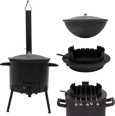 Produktbild von Utschak XL Feuerofen Set inkl. 22 Liter Kazan & Flansch-Mangal Aufsatz Uchag Grillen & Kochen mit Outdoorküche