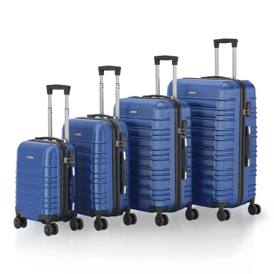 Produktbild von Juskys Hartschale Kofferset Reisekoffer 4 teilig - Zahlenschloss, geräuscharme 360° Rollen groß, Teleskopgriff, leicht - Koffer in Blau
