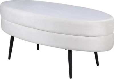 Immagine prodotto di FURNLUX Ottoman Otto Creme White Und Black 100cm / Hauptfarbe: Beige / Dimensioni: 100 x 40 x 41 cm