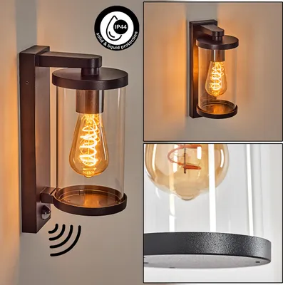 Produktbild von Salò Außenwandlampe mit Bewegungsmelder aus Metall/Glas in Schwarz/Klar