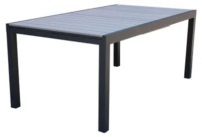 Immagine prodotto di Tavolo estensibile da esterno 180/240 cm con struttura in alluminio e piano in polywood effetto legno in doghe -  Black