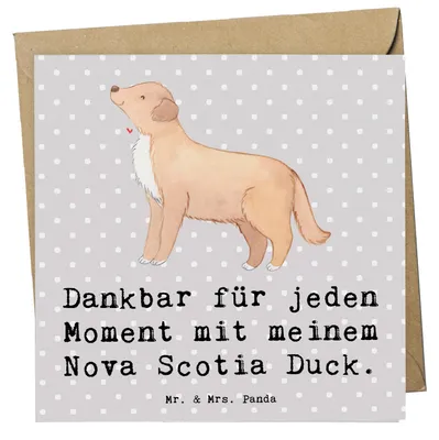 Produktbild von Mr. & Mrs. Panda Grußkarte Nova Scotia Duck Moment - Grau Pastell - Geschenk, Tolling Retriever, faltkarte, doppelkarte, Glückwunschkarte, anlasskarte, Klappkarte