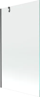 Produktbild von Mexen Next Badewannenwand 1-flügelig 100 x 150 cm, transparent, gebürstet Gun Grey - 895-100-000-00-00-66