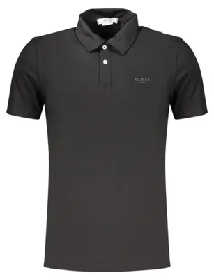 Produktbild von Herren Kurzarm-Poloshirt Schwarz Slim Fit Baumwolle 2 Knöpfe