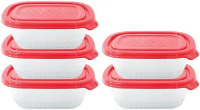 Obrázek produktu pro Plastové mrazicí nádoby s víčky (5 nádob + 5 víček), nádoby na potraviny bez BPA, nádoby na skladování vhodné do myčky a mikrovlnné trouby (500 ml)