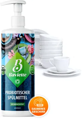 Obrázek produktu pro BAVIETTE prostředek na mytí nádobí, 500 ml – s mikroorganismy pro mytí nádobí a úklid kuchyně
