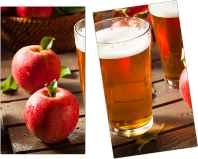 Produktbild von Spritzschutz Herdabdeckplatte Schneidebrett aus Glas Apfelsaft im Glas 2-Teilig (60x52cm)