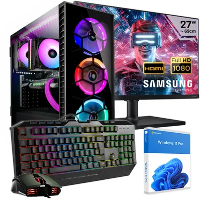 Produktbild von KRAFTPC Gaming PC Komplett-Set AMD Ryzen5 4500 - GeForce RTX5060 8GB - 1TB M.2 NVMe SSD - 32GB RAM - Win11 - 27" TFT - Tastatur/Maus - Gamer Pc