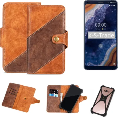 Produktbild von K-S-Trade Handyhülle Schutzhülle Bookstyle Case Wallet-Case kompatibel mit Nokia 9 Cover Klapphülle Kantenschutz Smartphone dunkelbraun braun 1x