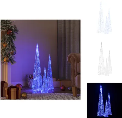 Produktbild von vidaXL LED-Leuchtkegel-Set Acryl Deko Blau 30/45/60 cm -  Weihnachtsbeleuchtung