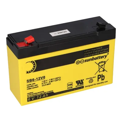 Image de SUN Battery SB6-12V0 Batterie AGM 6V 12Ah plomb/vlies avec VDS