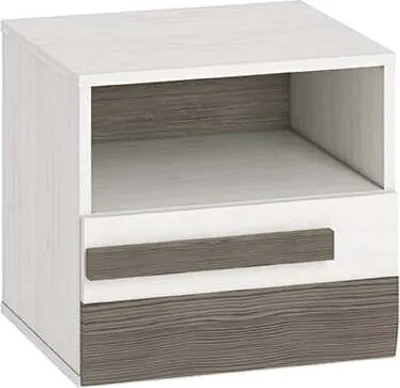 Image de Table de chevet ILKO – pin blanc / gris neuf