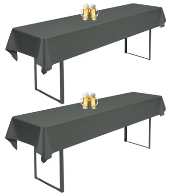 Immagine prodotto di Copri tavoli da birra, 2 pezzi, colore antracite, dimensioni 260x110 cm, in poliestere, universali, adatti a tavoli da birra da 50/70 cm