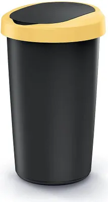 Image de Odpadkový koš COMPACTA R FLAP recyklovaný černý s světle žlutým víkem, objem 25l