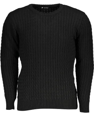 Produktbild von Eleganter Herren Pullover Schwarz mit Zopfmuster & Rundhals