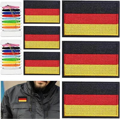 Productafbeelding van Duitse Vlag Patches - Applicaties Klittenband - Kleding Versieren - Twee Maten - 6 Stuks - Rood Zwart Goud