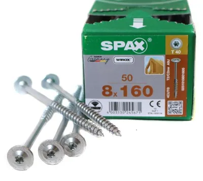 Obrázek produktu pro SPAX® 0251010801605 SPAX® Holzbauschrauben T40 Tellerkopf WIROX 0251010801605 8 mm x 160 mm, 50 St.