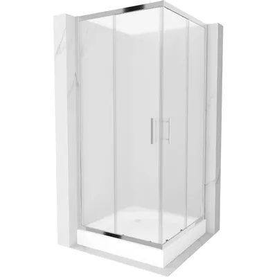 Obrázek produktu pro Mexen Rio čtvercový sprchový kout 90 x 90 cm, Vzor jinovatky, Chromovaná + sprchová vanička Rio, Bílá - 860-090-090-01-30-4510