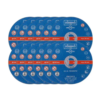 Obrázek produktu pro Sada řezacích kotoučů Scheppach, 12 kusů, Ø 125 x 1,2 x 22,23 mm