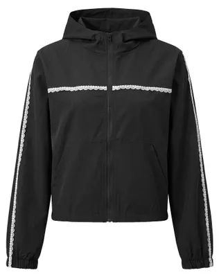 Produktbild von Damen Jacke mit integrierter Kapuze und durchgehendem Reißverschluss, Schwarz, Größe M