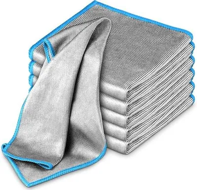 Obrázek produktu pro Sada mikrovláknových hadříků – hadříky na sklo – bez zanechávání šmouh – oboustranný design – 6 kusů, rozměr 30x30 cm – modré