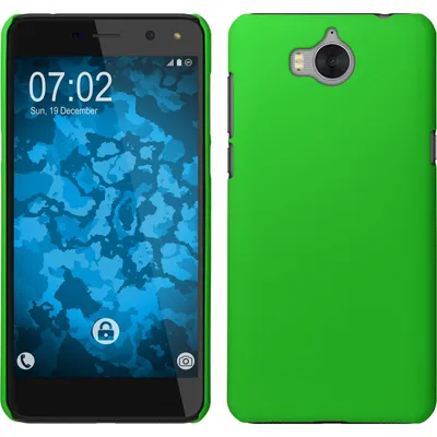 Produktbild von PhoneNatic Case kompatibel mit Huawei Y5 2017 - Hülle grün gummiert Hard-case + 2 Schutzfolien