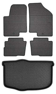Produktbild von Gummimatten + Kofferraumwanne für Kia Soul I 2009-2013 (Standard-Kofferraum) – Schwarz, passgenau – Wielganizator SolidPRO