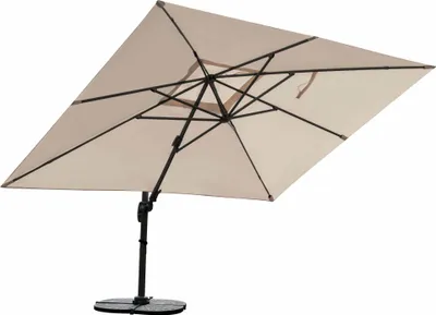A square patio umbrella is shown against a white background.