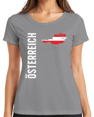 Produktbild von Österreich Fussball Fan Weltmeisterschaft Europameisterschaft WM Damen T-Shirt, Grau, 3XL