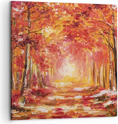 Produktbild von Bild auf Leinwand - Leinwandbild - Einteilig - Herbst Wald Rot - 50x50cm - Wand Bild - Wanddeko - Wandbilder - Leinwanddruck - Bilder - Wanddekoration - Leinwand bilder - Wandbild - AC50x50-4238