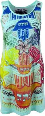Zdjęcie produktu dla Lustrzany top, długa koszula, mini sukienka - mandala / turkus, damska, bawełna, rozmiar: S