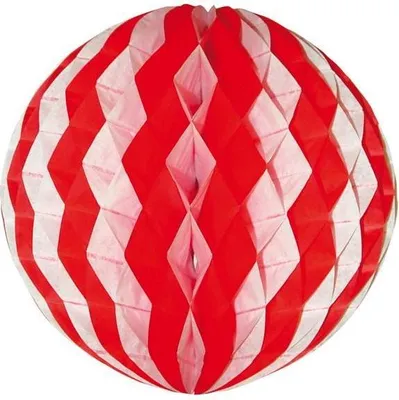 Produktbild von Wabenball rot/weiß 30cm, schwer entflammbar