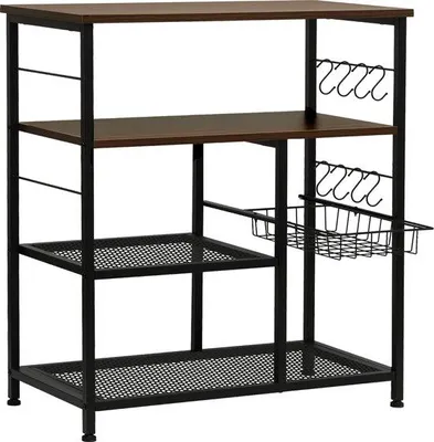 Immagine prodotto di Carrello da cucina con ruote, carrello di servizio in legno