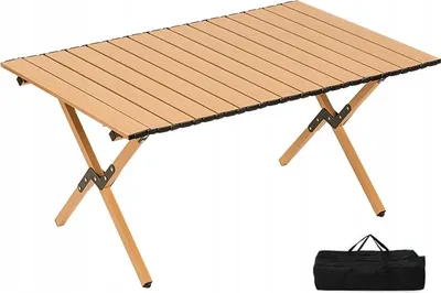 Immagine prodotto di Tavolo pieghevole da campeggio 90x60x45 cm Acciaio al carbonio con chiusura a rotolo, borsa da trasporto inclusa