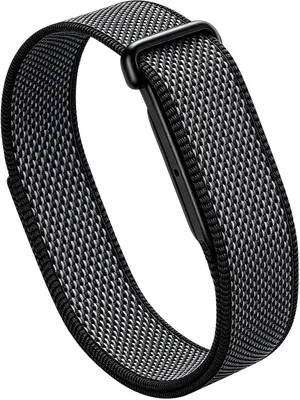 Produktbild von Stravo Uhrenarmband Nylon Sport mit Klettverschluss passend für Google Fitbit Air – Verstellbares gewebtes Armband – Schwarz