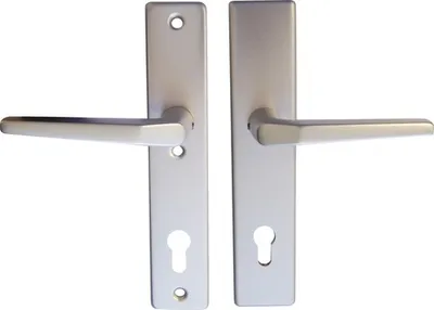 Produktbild von Sicherheitsbeschlag Tira alu F1 satiniert PZ mit 2x Drücker für Haustür links/rechts 10/92 mm