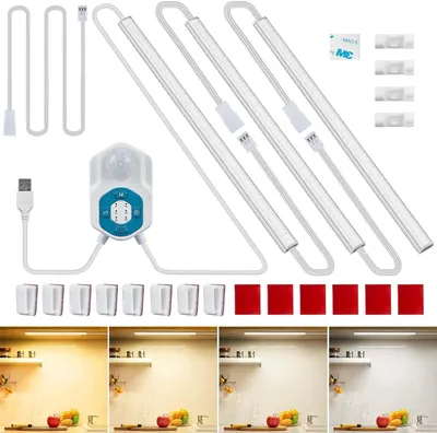 Immagine prodotto di Lampada sottopensile per cucina - Striscia LED - Illuminazione per mobili - Con sensore di movimento - 6 lampadine - Bianco
