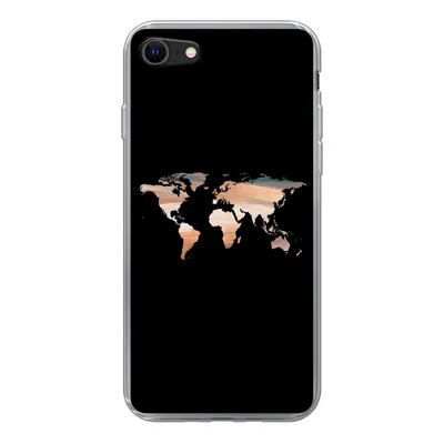 Produktbild von MuchoWow® Handyhülle Schutzhülle Hülle für iPhone SE 2022 Weltkarte - Farbe - Schwarz Silikon Softcase Handy Hülle - Schutzhülle