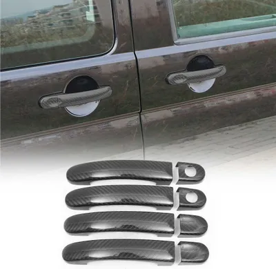 Image de Couverture de poignée de porte pour VW Transporter T5 2003-2015 en Carbone Noir