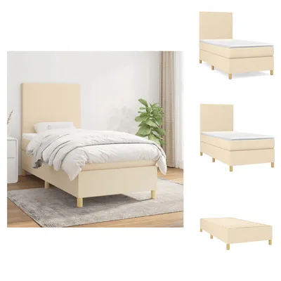 Produktbild von vidaXL Boxspringbett mit Matratze Creme 90x200 cm Stoff -  Betten & Bettgestelle