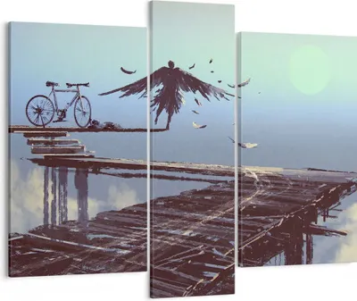 Produktbild von Bild auf Leinwand - Leinwandbild - Vogel Fahrrad modern - 95x80cm - Wand Bild - Wanddeko - Leinwanddruck - Bilder - Kunstdruck - Wanddekoration - Leinwand bilder - Wandkunst - CB95x80-3721