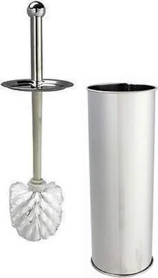 Produktbild von WC-Set, Edelstahl, D= 10 cm, H=38 cm, Bürste weiß, Edelstahl + PP
